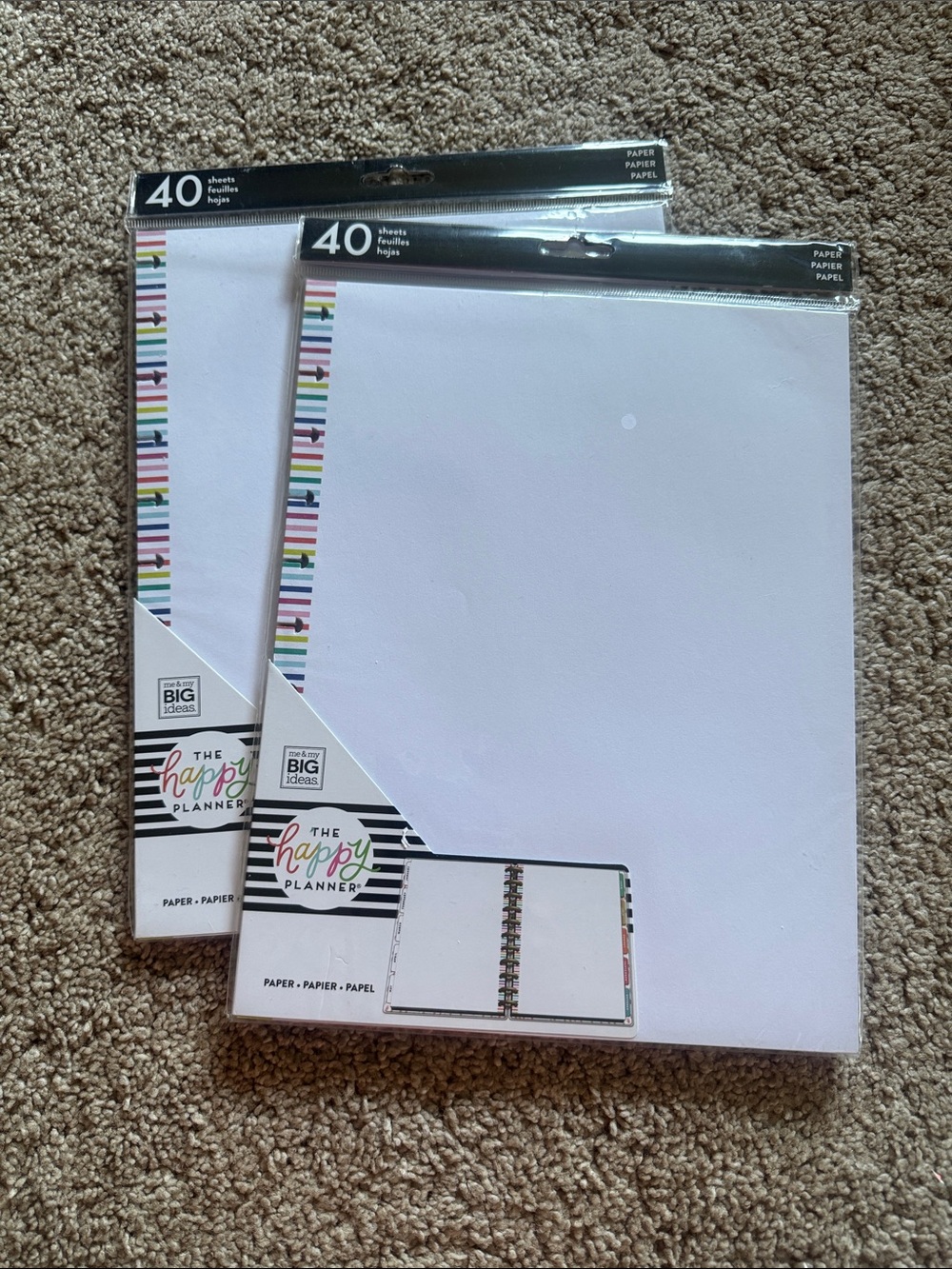 The Happy Planner White Refill Paper with Colorful Striped Edge - 40 Sheets-Big